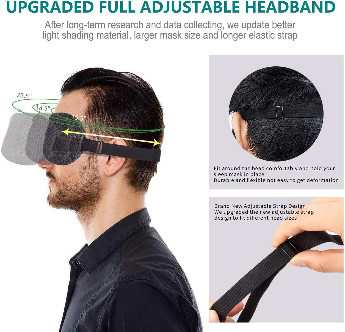 Sleep Mask, 100% Blackout 3D Contoured Sleep Eye Mask, Comfortable & Super Soft Sleeping Mask with Adjustable Straps for Women, Men, Concave Molded Night Eye Mask for Sleeping Travel Yoga Naps, Black : Health & Household