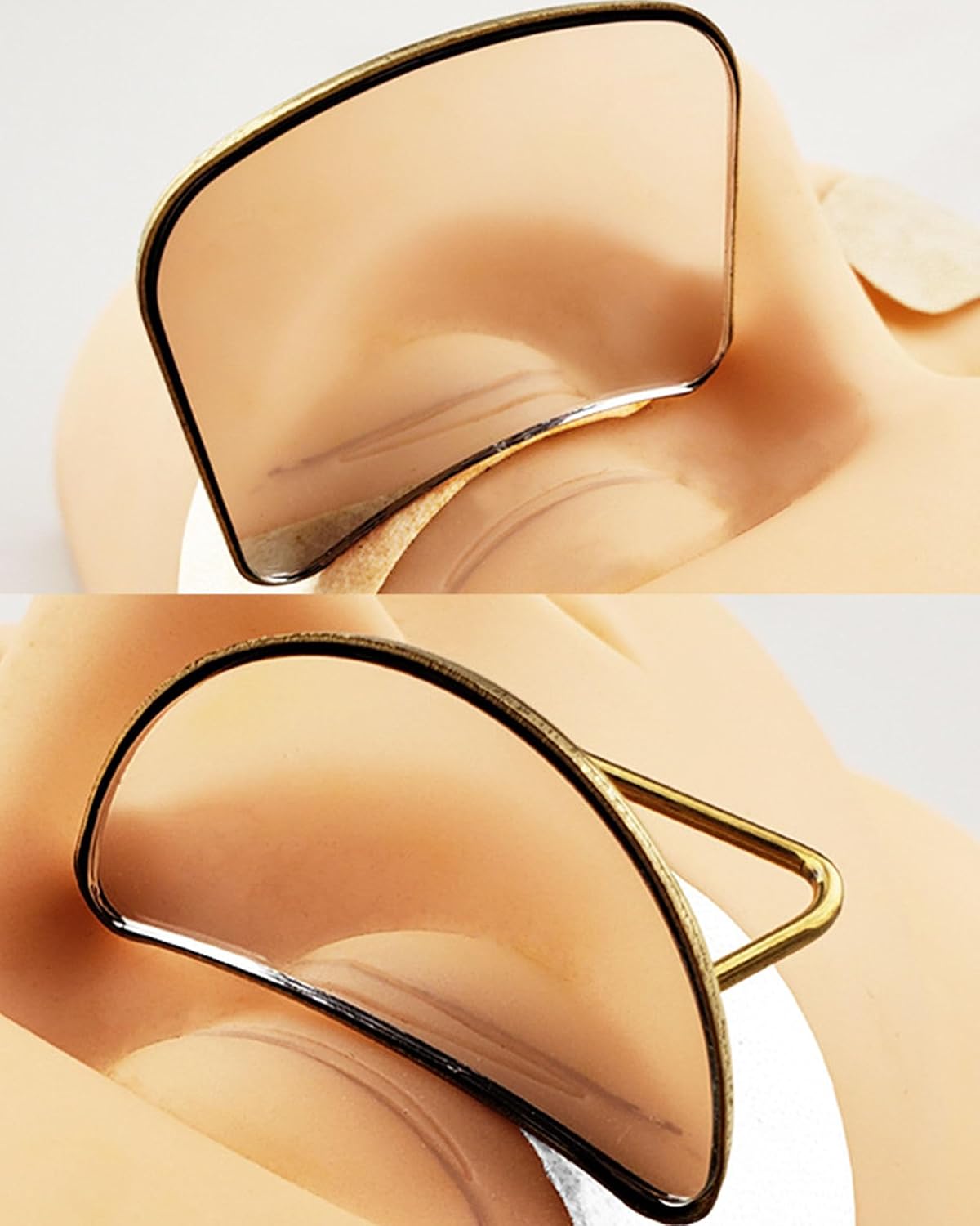 Titanium Gold Stand Bracket Lash Mirror, Handheld No-Handle Eyelash Inspection Mirror for Lash Extensions