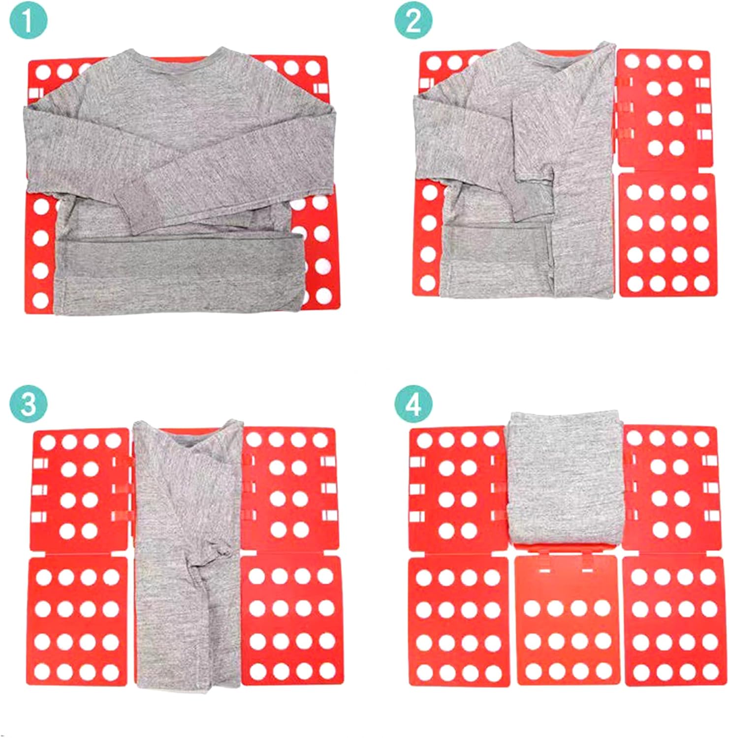 Plastic Clothes Folding Board, T-Shirt Folder Organizer for Laundry, 21.5 x 27.5 Inch, for Sweaters and Casual Wear (RED)