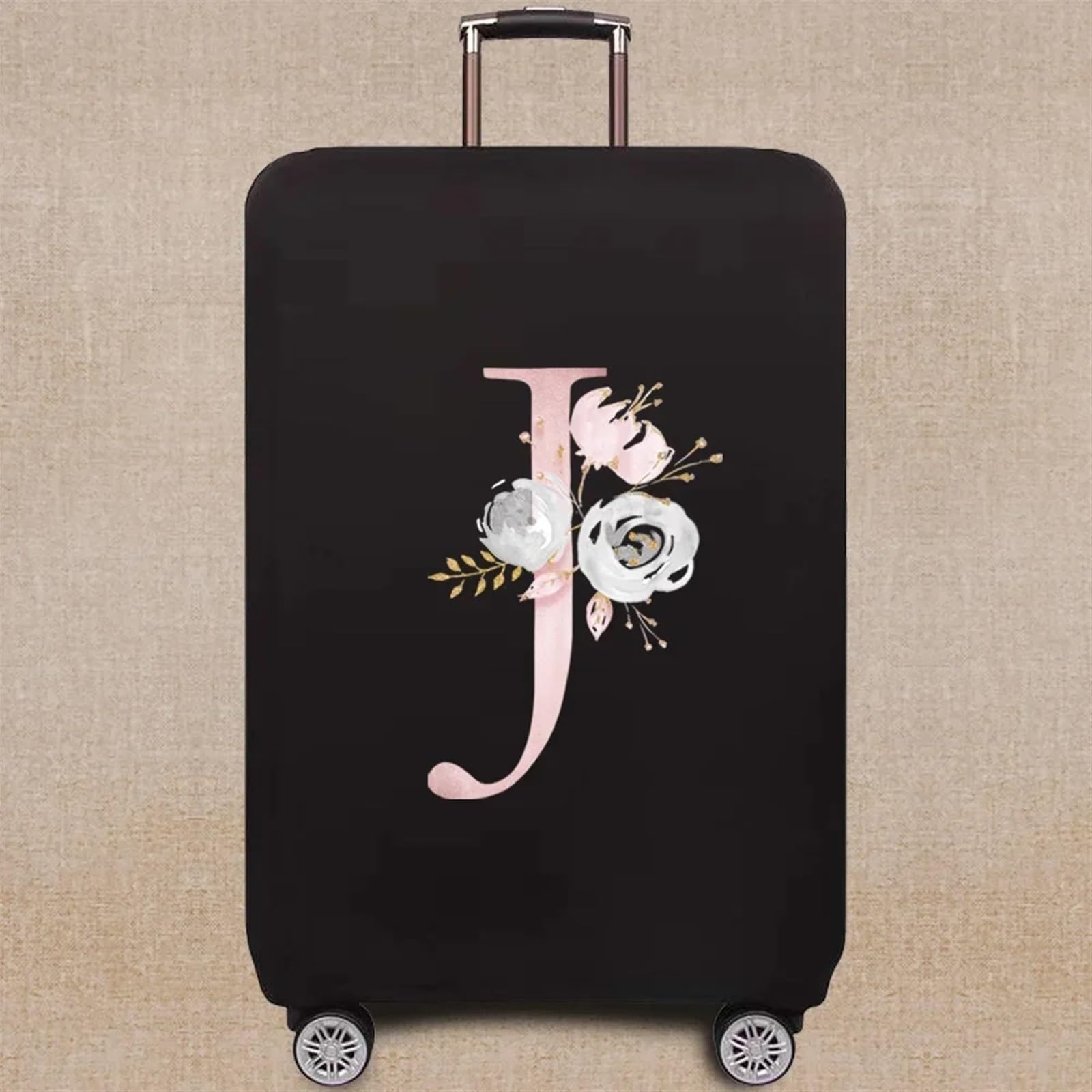 Coperture per valigie Copertura for valigia da viaggio Copertura for bagaglio Custodia protettiva for valigia da 18-28 pollici Copertura antipolvere elastica serie modello lettera fiore rosa(8Pink flo