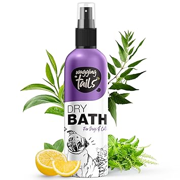 Wagging Tails Dry Bath Waterless Shampoo- 200ml for Pets | Dogs and Cats | Easy to Use When Travelling with Pet | Tearless Dog Shampoo