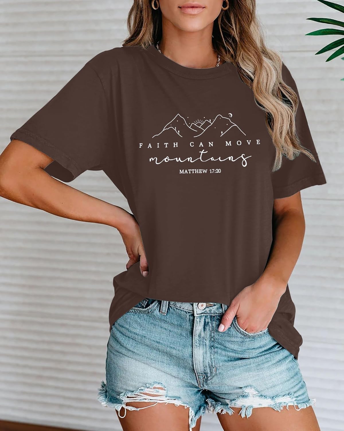 Womens Christian Shirt Faith Can Move Mountains T Shirt Faith Inspirational Tee Religious Sayings Tops - Image 2