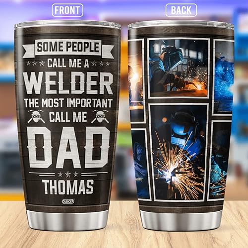 Miniatura 3 de Vasos de café personalizados, fotos personalizadas y nombre soldador para papá, tazas de té para hombres, padre, papá, abuelo, vaso de acero
