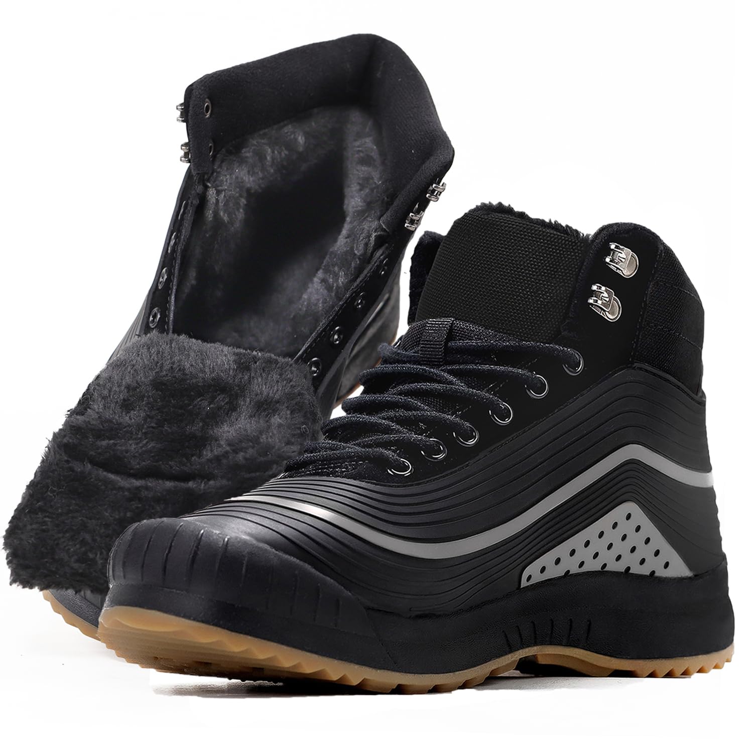 uloguSnow Boots for Men Women丨Insulated Waterproof Fur Lined Booties丨Non Slip Lightweight Winter Shoes