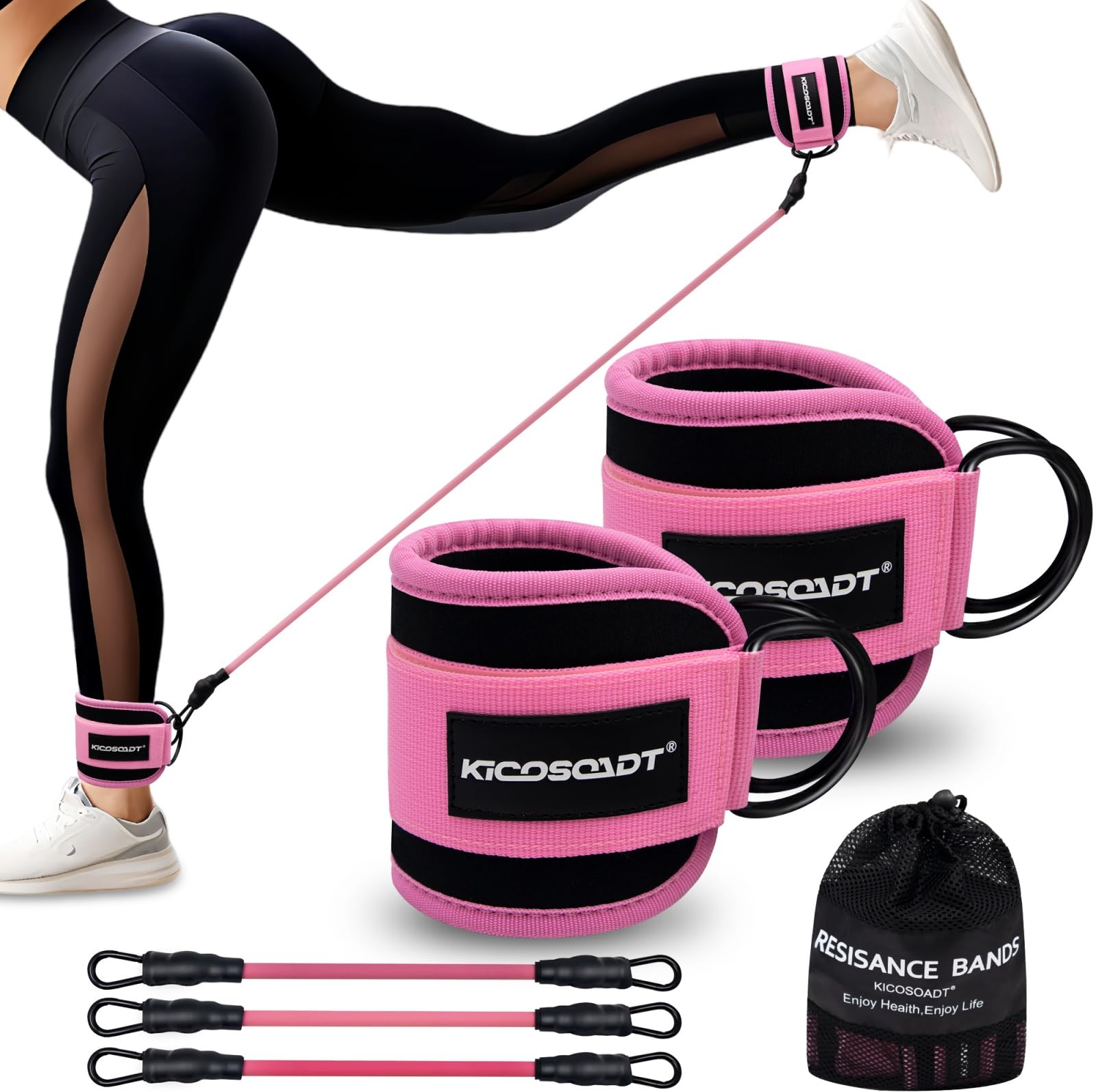 Ankle Resistance Bands with Cuffs Ankle Straps for Cable Machines Women Glute Kickback Ankle Strap for Gym Home