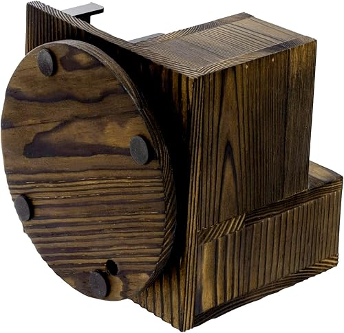 Miniatura 7 de MyGift Organizador moderno de escritorio de oficina de 4 compartimentos en madera maciza quemada rústica con soporte adhesivo acrílico negro y base