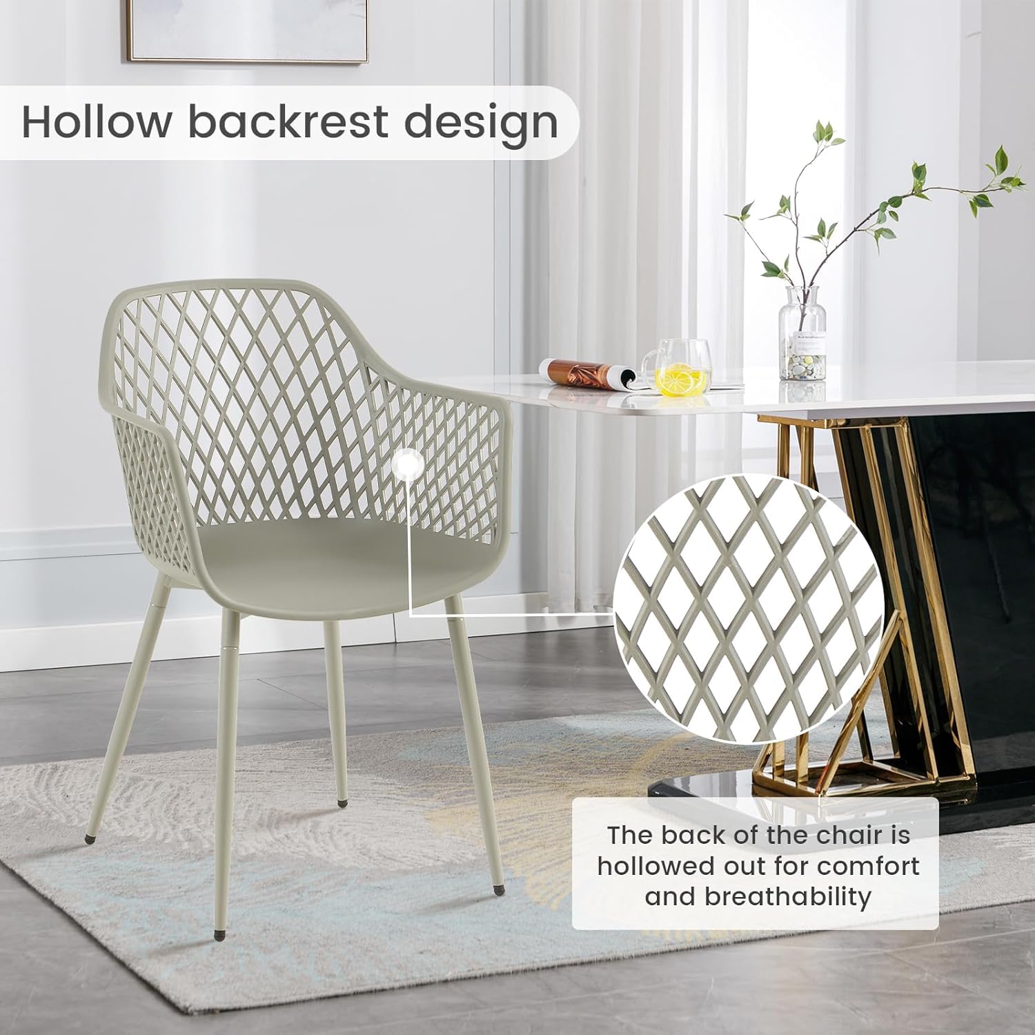 buybyroom Set di 2 sedie da giardino con bracciolo, sedia da giardino per esterni, poltrona lounge, sedie da balcone, grigio