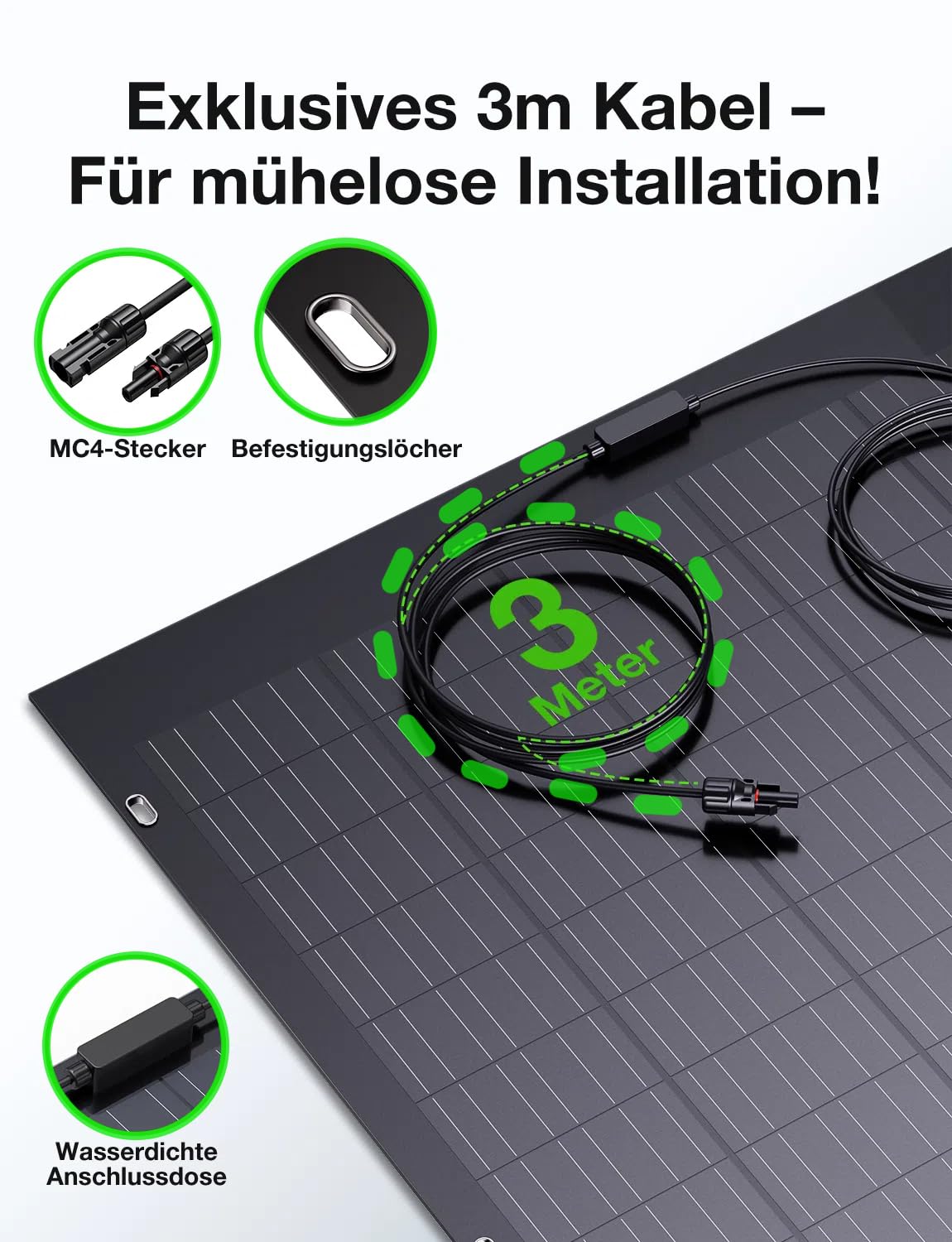 480W Solarpanel Flexibel Monokristallines Solarpanel, 2X 240W Solarmodul mit 3 m Solarkabel, 6-Loch-Montage IP67 Wasserdicht 21V/11A Solarpanel für Balkonkraftwerk, RV, Camping,0% MwSt