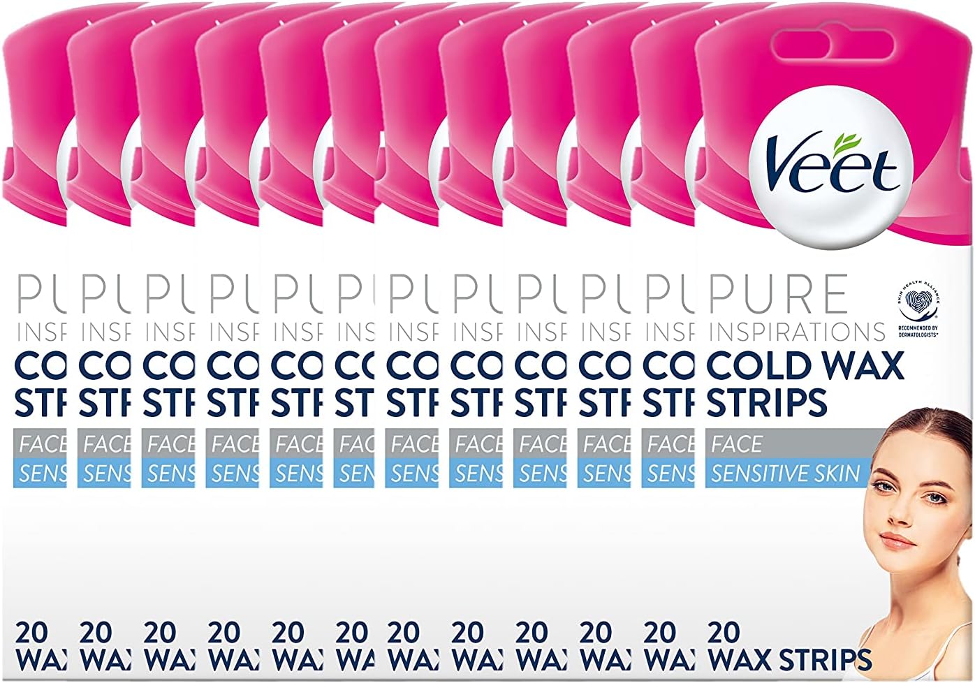 Veet Pure Inspiration Wax Strips for Face, 12 x 20 Wax Strips BigaMart