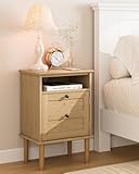 Nightstand&comma; Boho Night Stand with 1 Drawer&comma; Modern Side Accent Table with Open Shelf&comma; Wooden Top Bedside End Table for Bedroom&comma; Living Room&comma; Natural