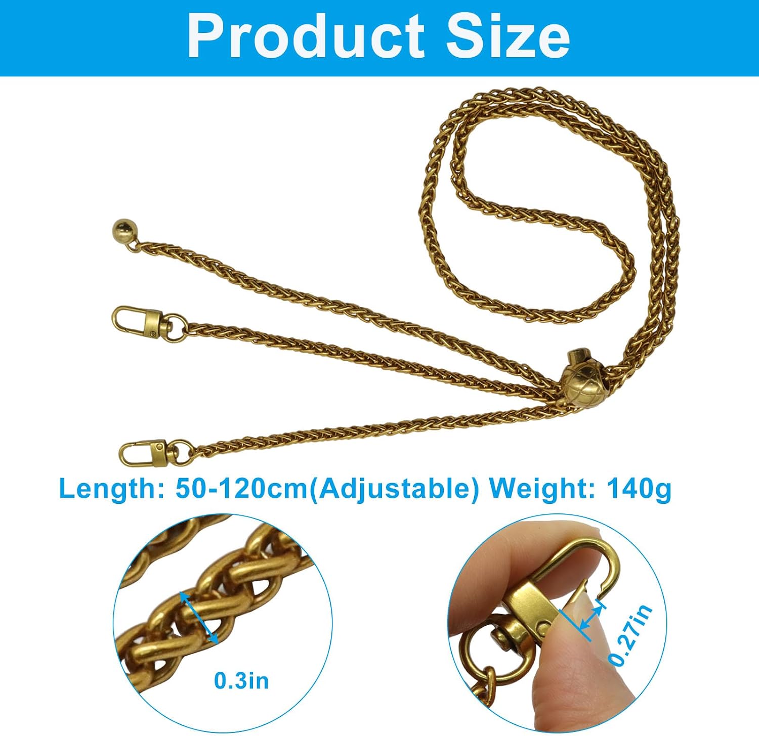 Dijedev Purse Chain Strap, Gold, 47" image 2