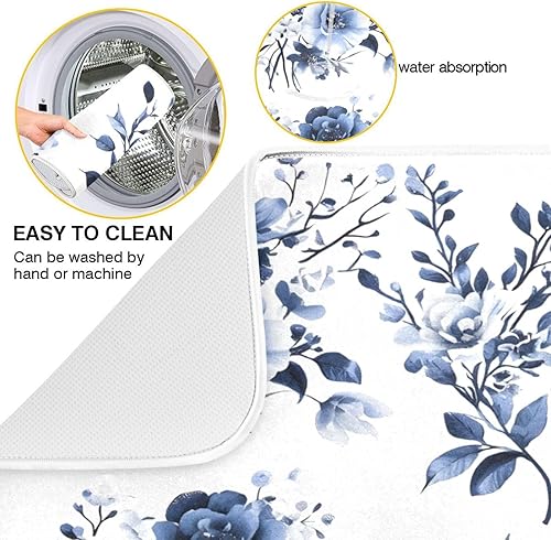 Vista 38 de Tapete de secado de platos de mariposas botánicas para encimera de cocina, almohadilla de secado de microfibra absorbente, grande, 18 x 24 pulgadas