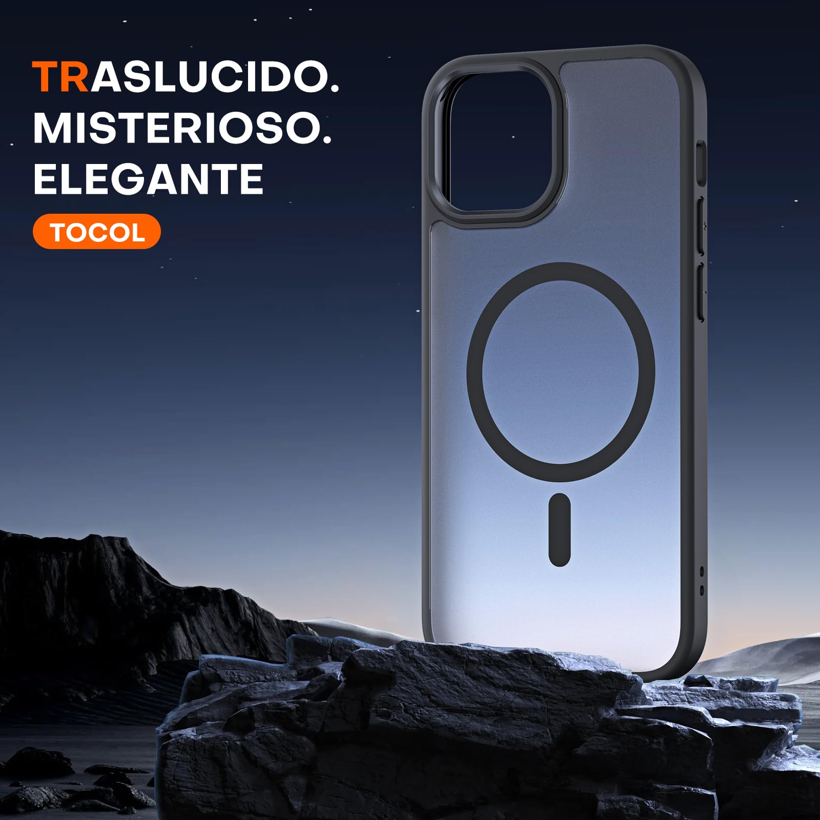 TOCOL Cover Magnetica per iPhone 13 Mini 5,4 Pollic, Compatibile con MagSafe, Custodia Antiurto Traslucida Opaca, Nero