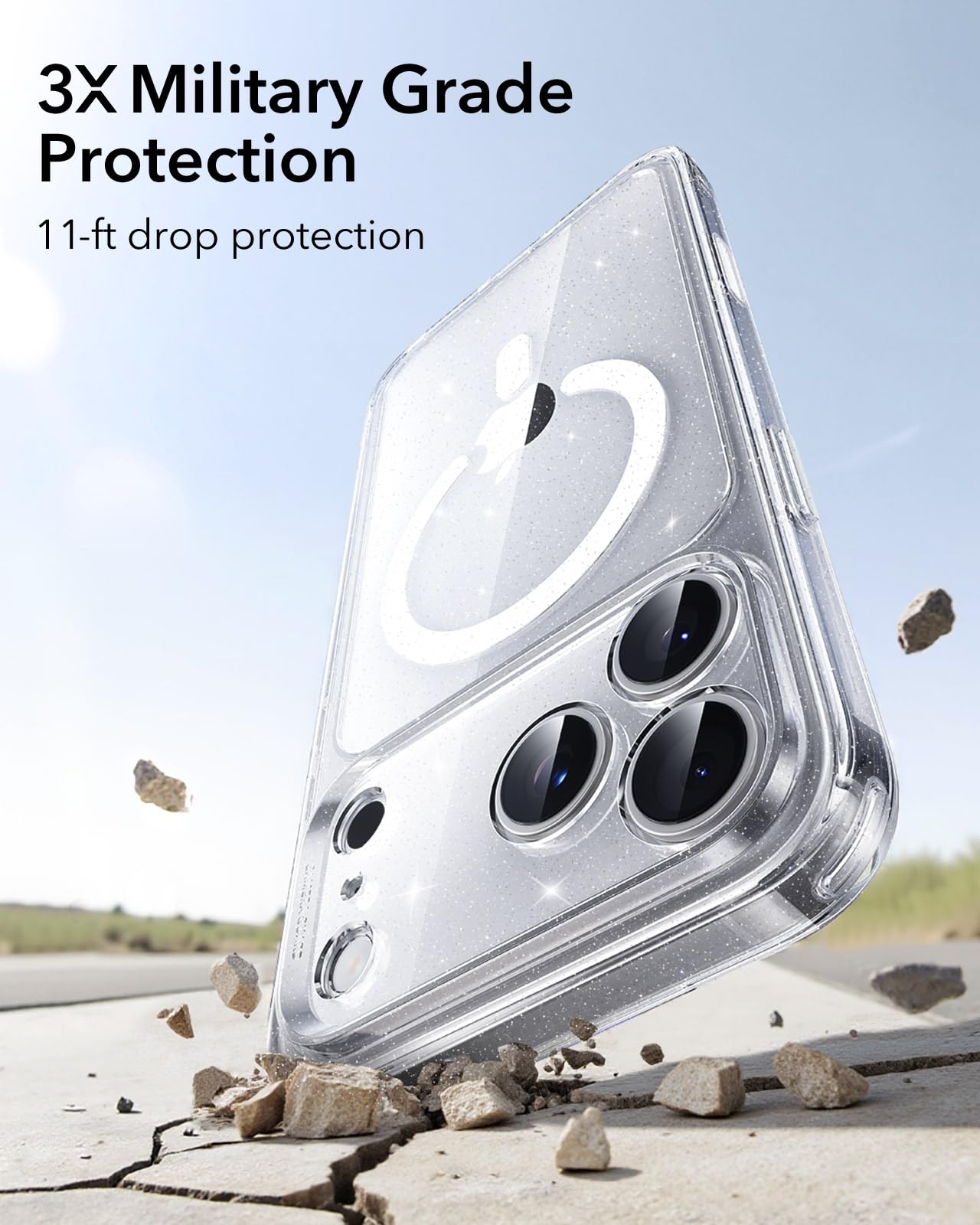 ESR Cover per iPhone 17 Pro Max, Custodia per controllo della fotocamera, Compatibile con MagSafe, Protezione antiurto di livello militare, Angoli Air Guard ammortizzanti, Glitterato