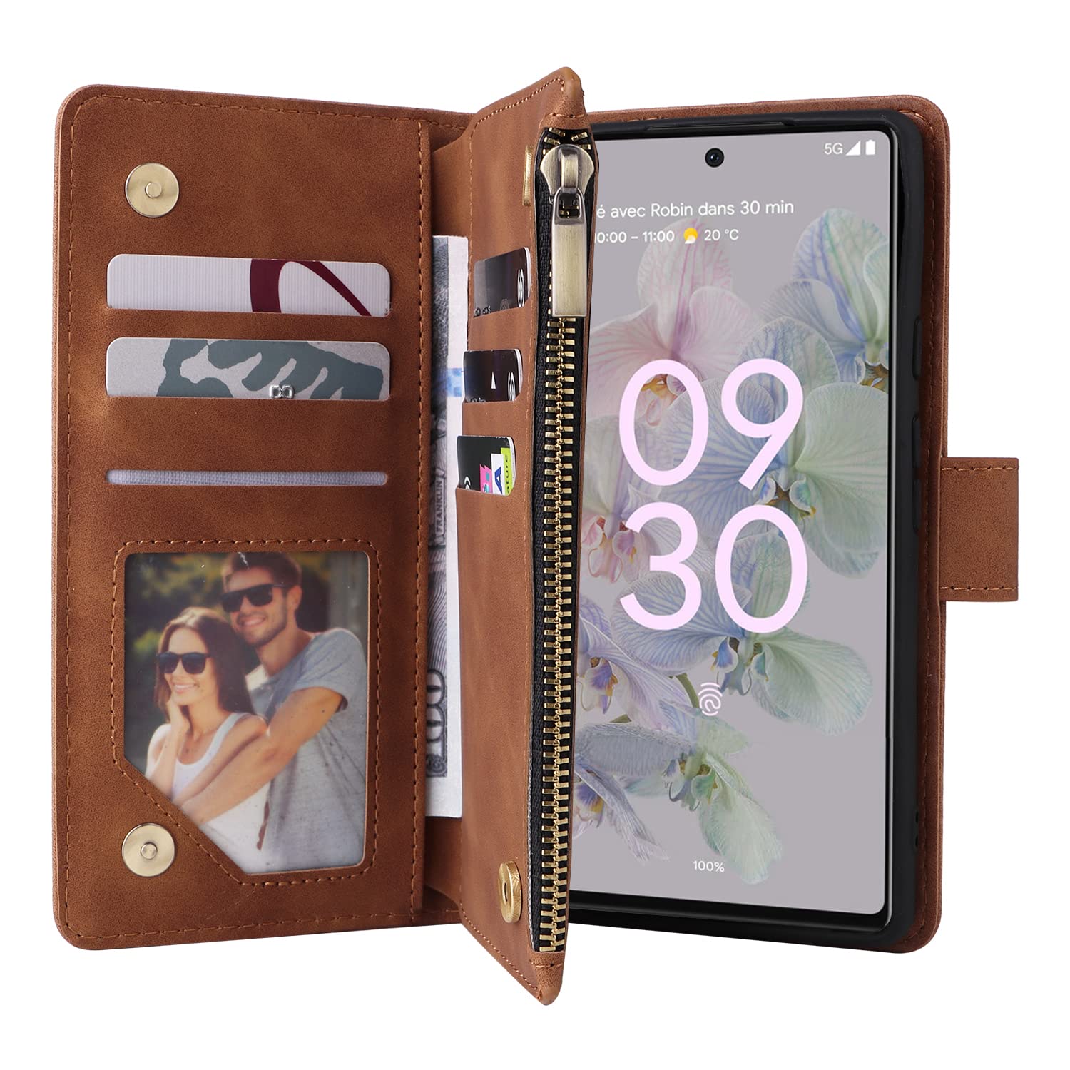 Custodia a portafoglio 2 in 1 in pelle magnetica staccabile per Google