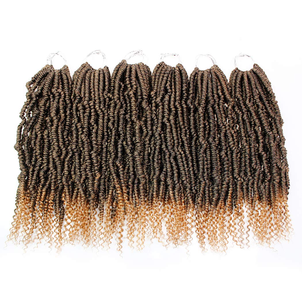 Bomb Twist Crochet Hair 14 Inch 6 Packs Mini Passion Twist Crochet Hair for Black Women Pre-looped Spring Twist Crochet Braids Nubian Twist Synthetic Hair Extension (T27#)