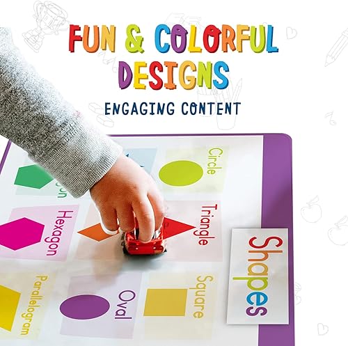 Miniatura 4 de merka Manteles individuales de aprendizaje de silicona para niños pequeños, paquete de 4, 17 x 11 pulgadas, multicolor, alfombrillas reutilizables y