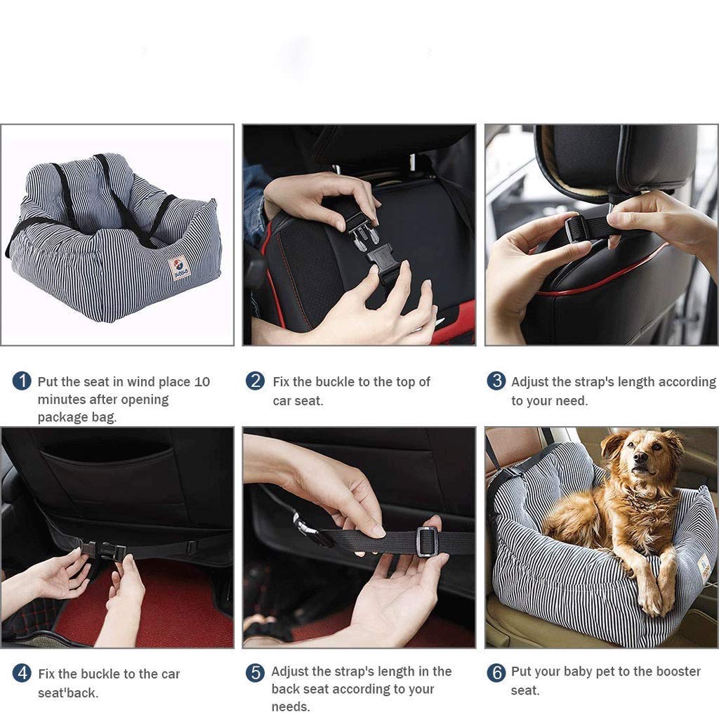 Funda para Asiento para Mascotas, Almohadilla para Mascotas de un Solo Asiento, Impermeable, Lavable a máquina, con cinturón de Seguridad y Bolsa de Transporte