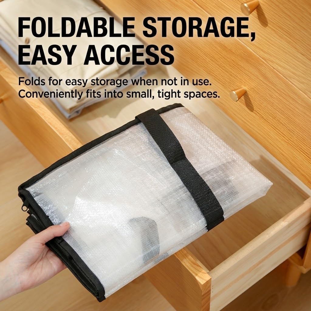 Extra Large Heavy Duty Moving Bags, Storage Bags with Strong Zippers & Handles, Packing Bags for Moving Essentials, Ideal Storage Tote for Home, Dorm & Storage Solutions, 4 Packs, Clear
