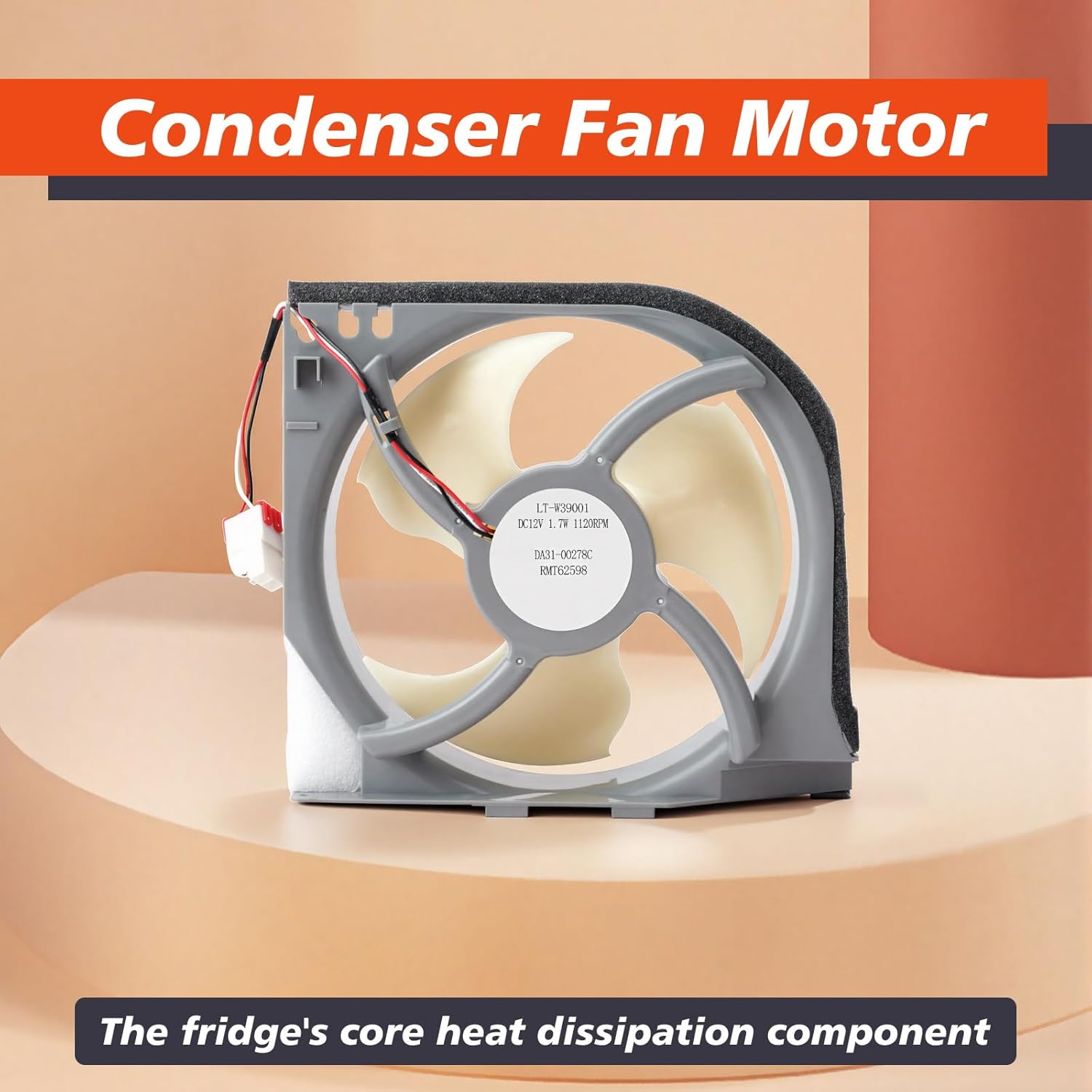 Refrigerator Condenser Fan Motor Compatible with Samsung RF265BEAESR RF263BEAESR RF263BEAESG RF260BEAESR RF261BEAESR RF28HMEDBSR RF28R7201SR RF263TEAESR RF260BEAESG RS25H5111SR RF28JBEDBSG
