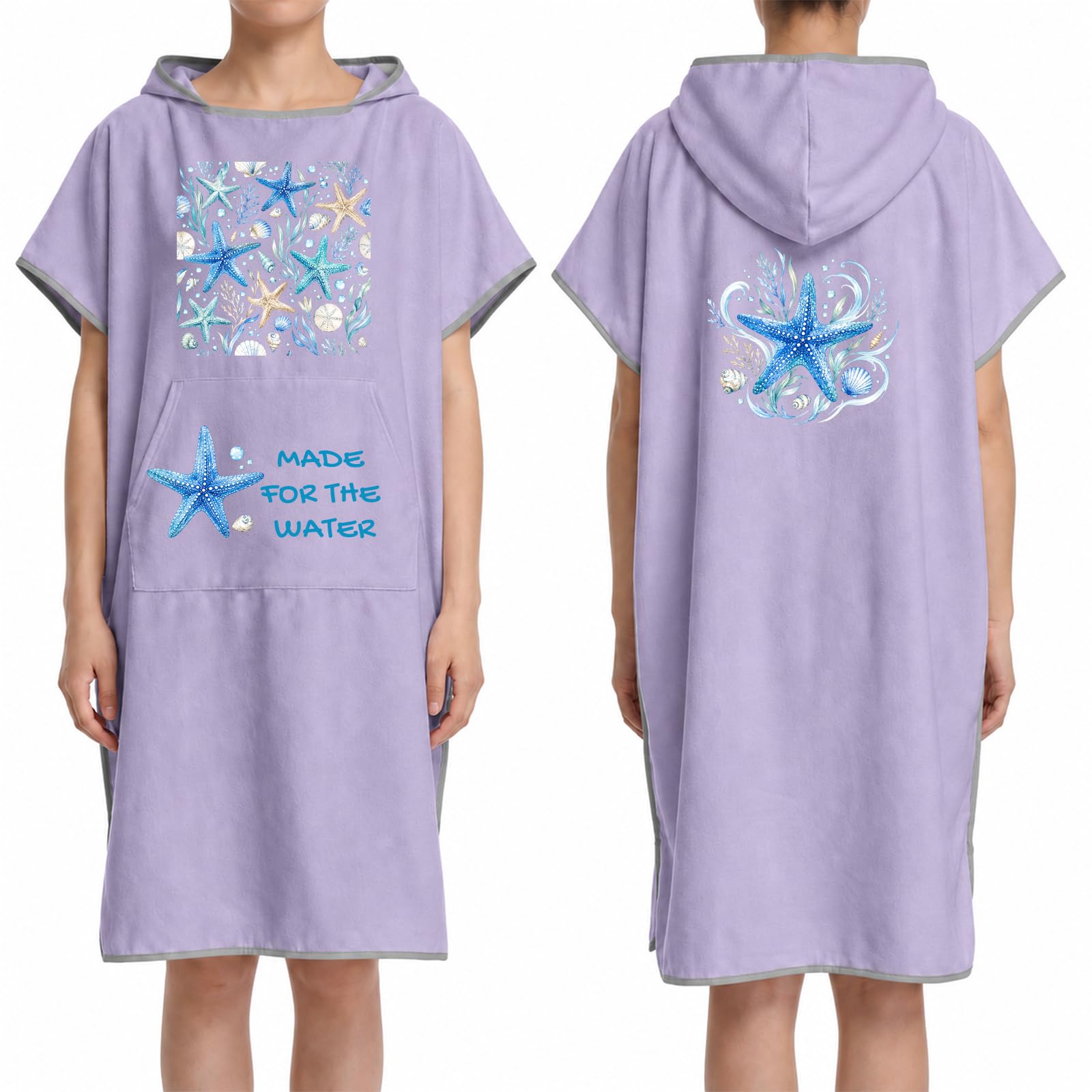 Personalised Microfibre Changing Robe, Custom Poncho Towel, Light Purple
