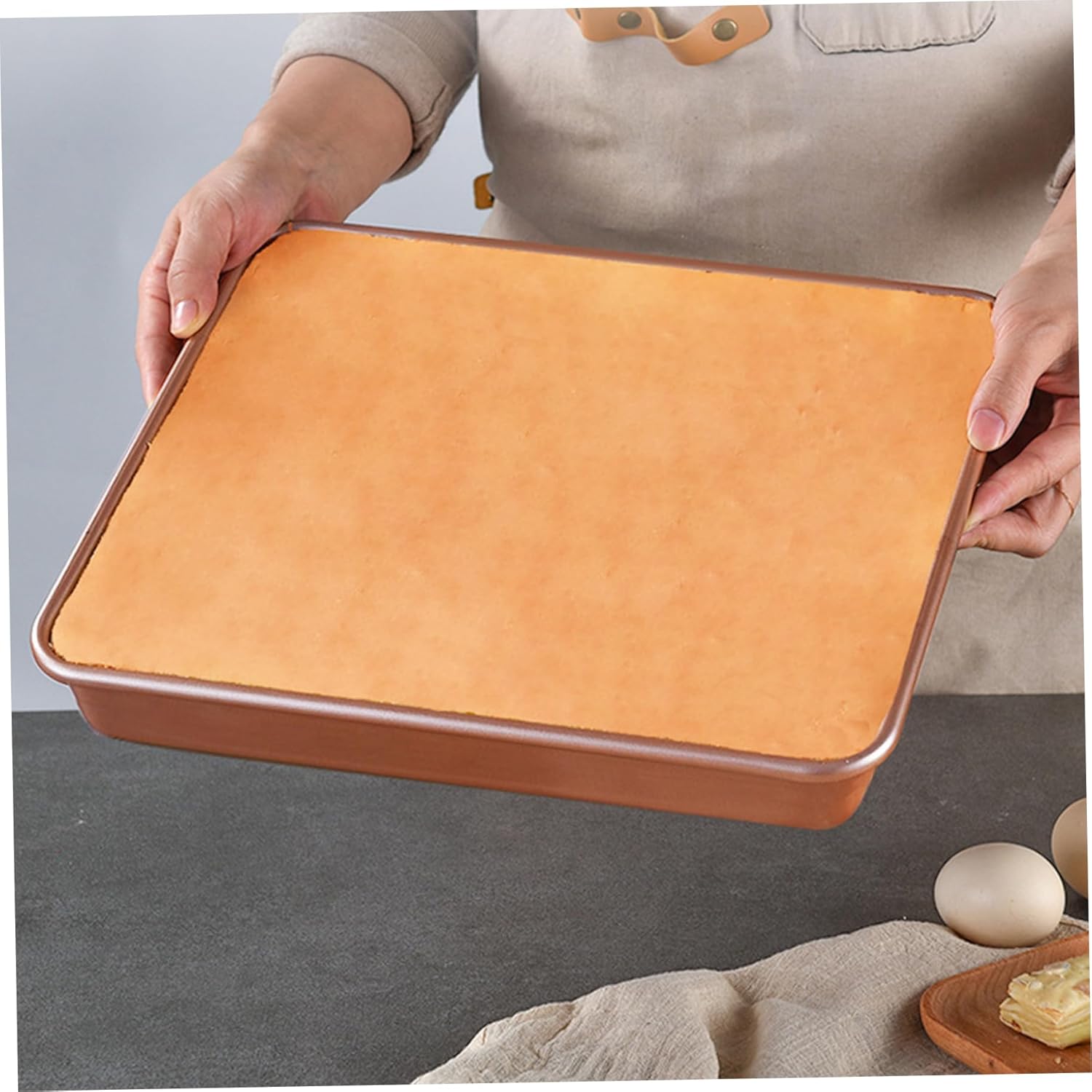 Cookie Baking Sheets Set of 3, Nonstick Carbon Steel Baking Tray, Heavy Duty & Easy Clean & Oven Safe Sheet Pans, Champagne Gold Sheet Pan, Cookie Pan, Nonstick Sheets, S