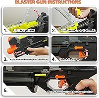 Vista 2 de Pistola Blaster con gafas protectoras con pistón de resorte y 100 rondas para hasta 110 FPS compatible con dardos Nerf Hyper Rounds, fácil