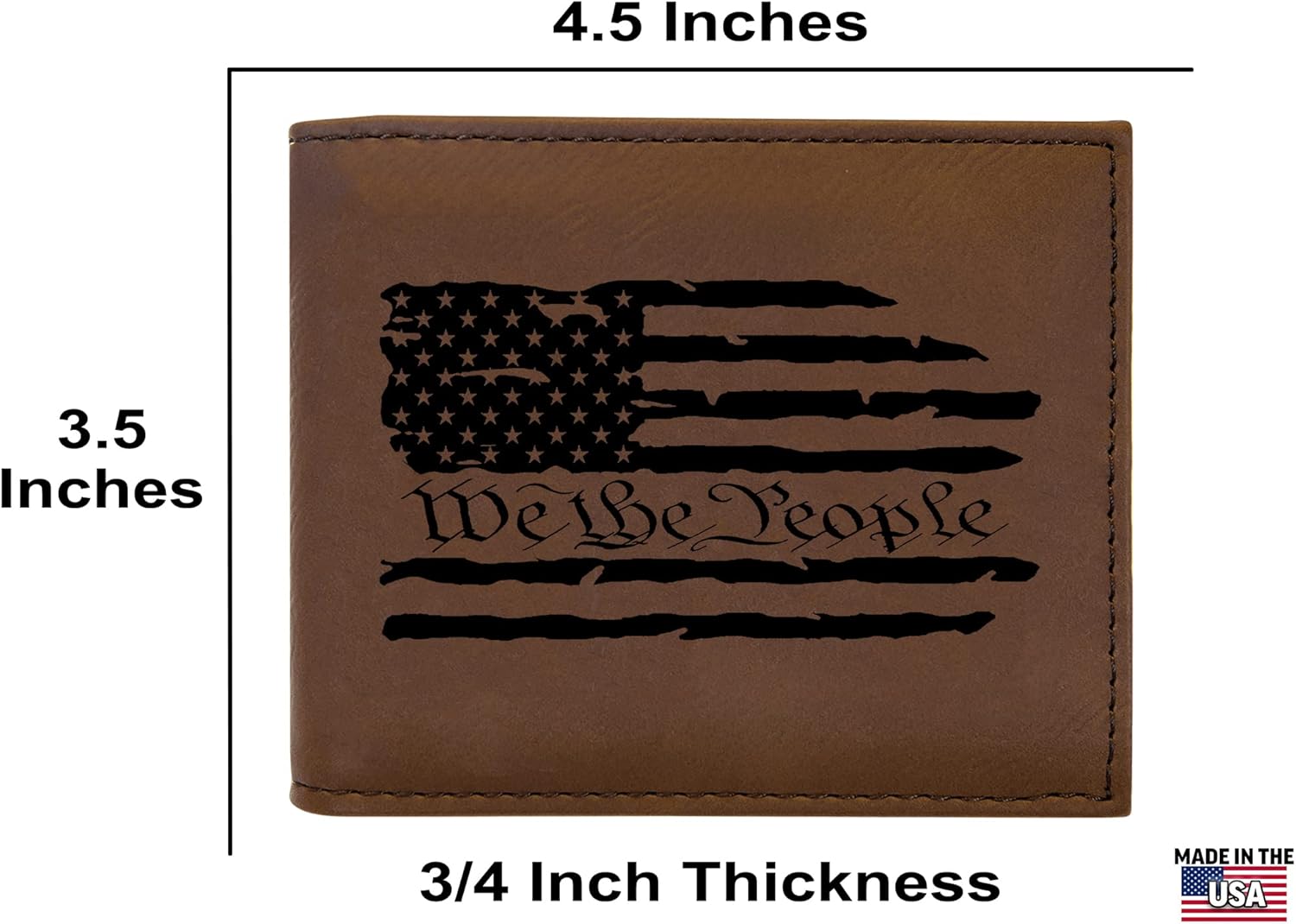 Rogue River Tactical USA American Flag We The People Constitution Men's Leather Bifold Wallet RFID Gift For Him Dad Father United States Billfold Patriotic - Image 3
