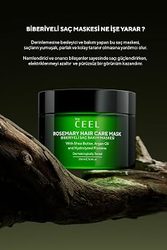 The Ceel Saç Bakım Maskesi 250 ml - Biberiye Özlü, Shea Yağı, Argan Yağı ve Hidrolize Protein İçeren Nemlendirici & Besleyici Saç Maskesi, Tüm Saç Tipleri