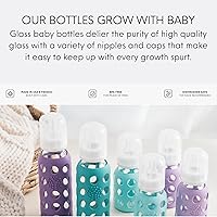 Vista 4 de Lifefactory Biberón de vidrio sin BPA Funda protectora de silicona 4 oz9 oz paquete de 2 Frambuesa, rosa