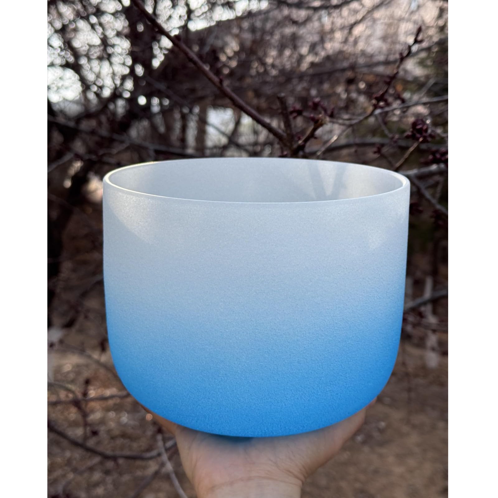 Campana tibetana in cristallo di quarzo con nota sol, 432 Hz, tonalità sfumata, chakra della gola, 20,3 cm, per la guarigione del suono