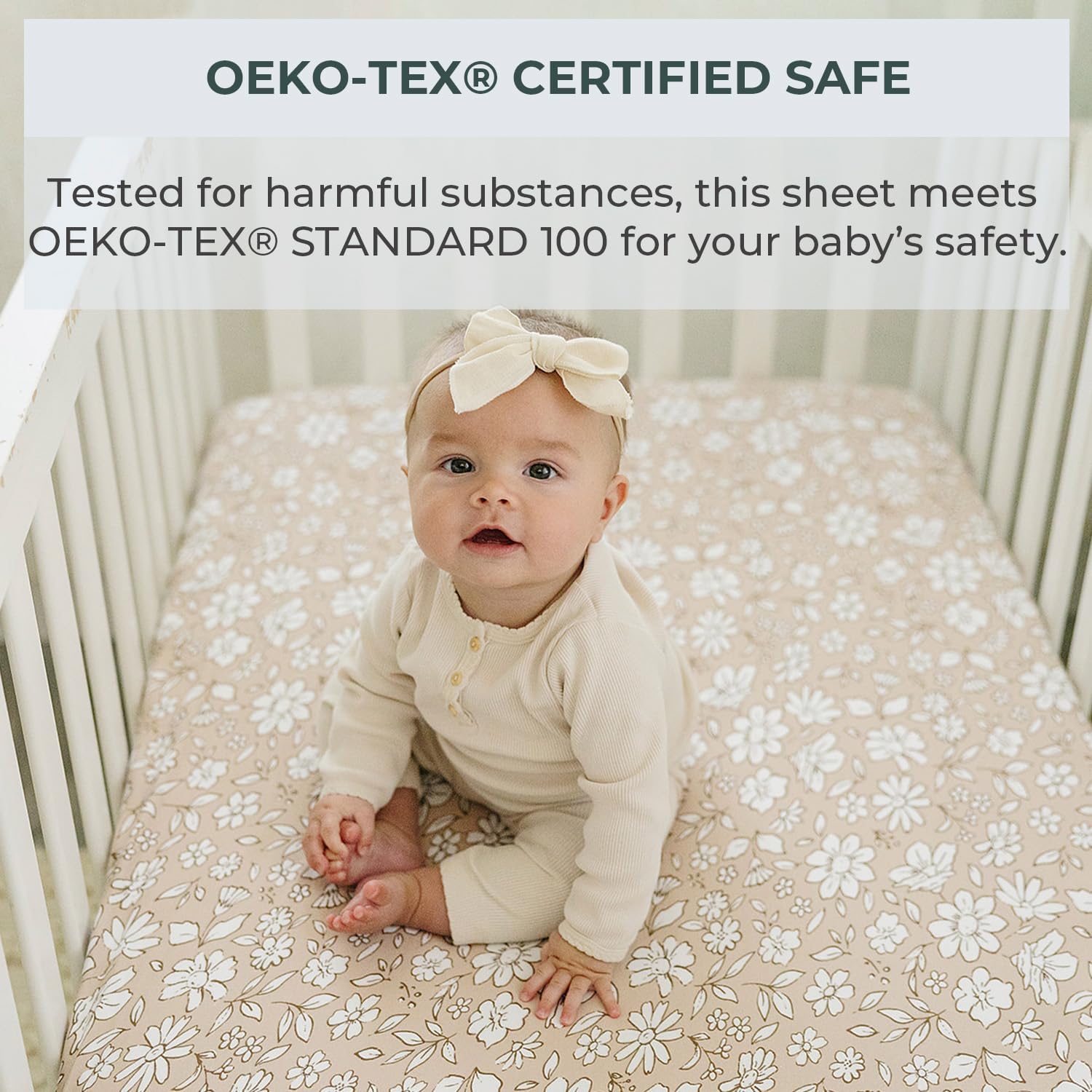 Pobibaby – 2 Pack Crib Sheets Girl, Premium Fitted Baby Crib Sheets for Standard Mattress – Ultra-Soft Jersey Knit, Safe and Snug, Stylish Floral Design (Meadow)