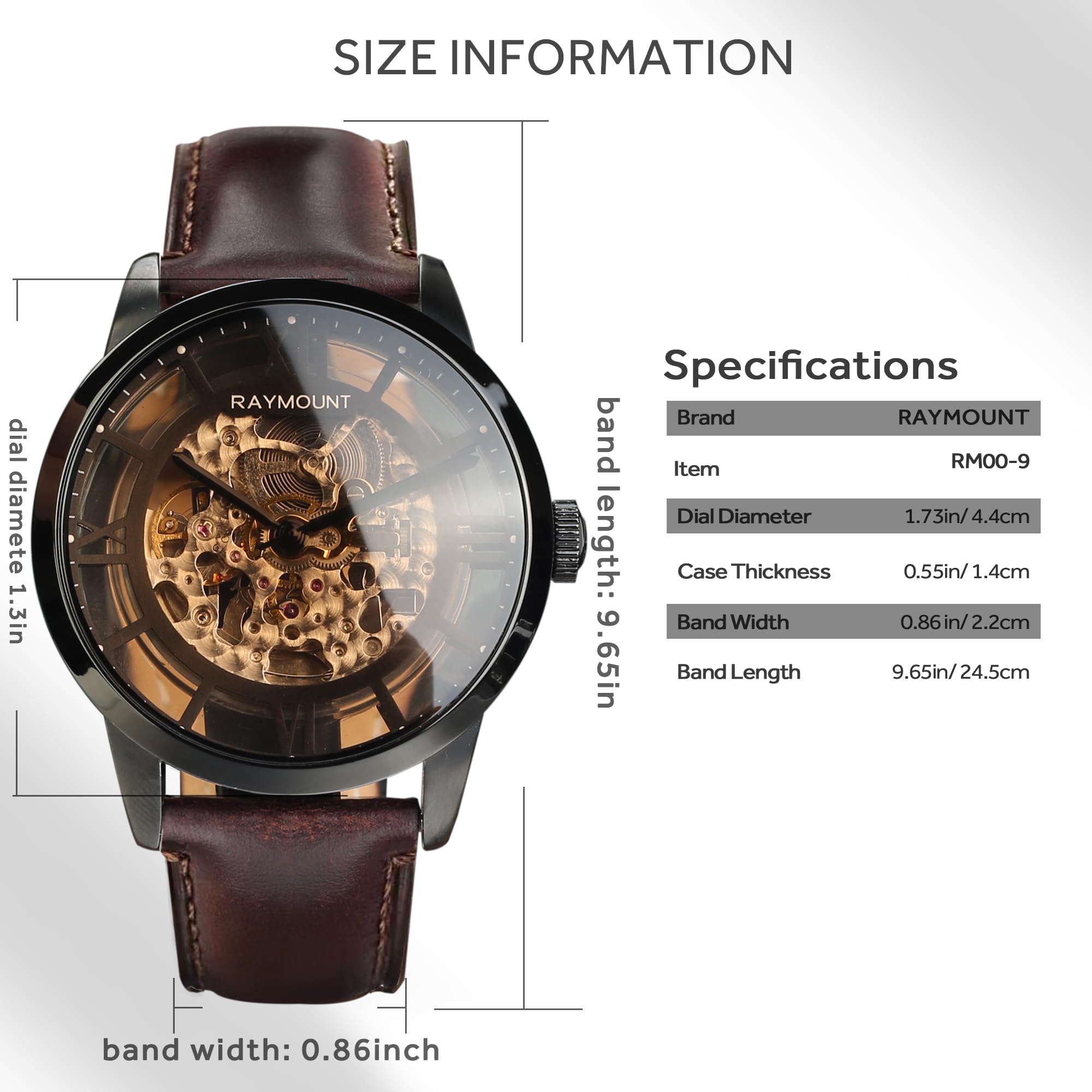 FORSINING Automatik Uhr Herren, Herrenuhr Automatik, Skelett Zifferblatt und Lederband Doppelseite Hollow Out Watch for Men