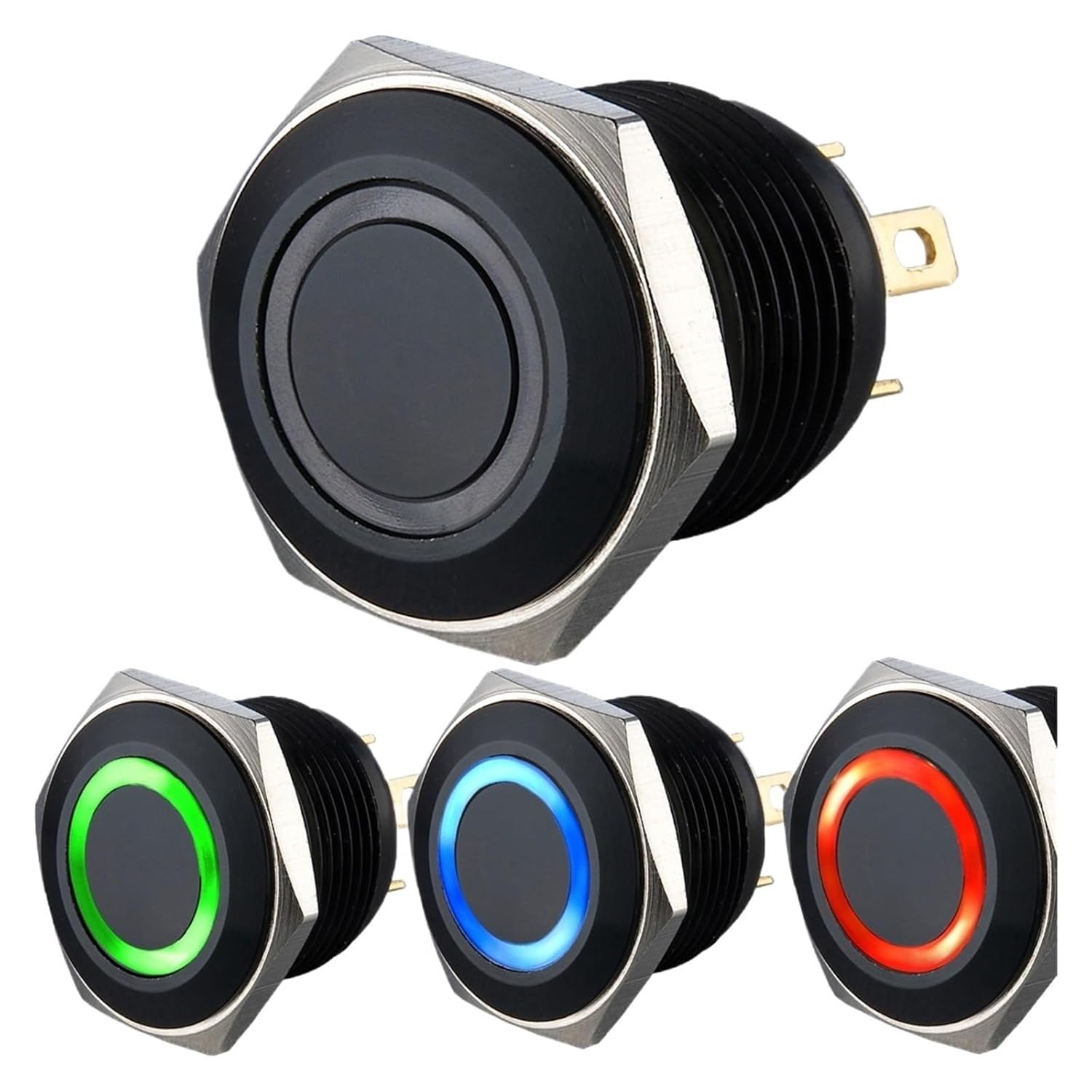 16mm Black 12V Illuminated Pushbutton Switch