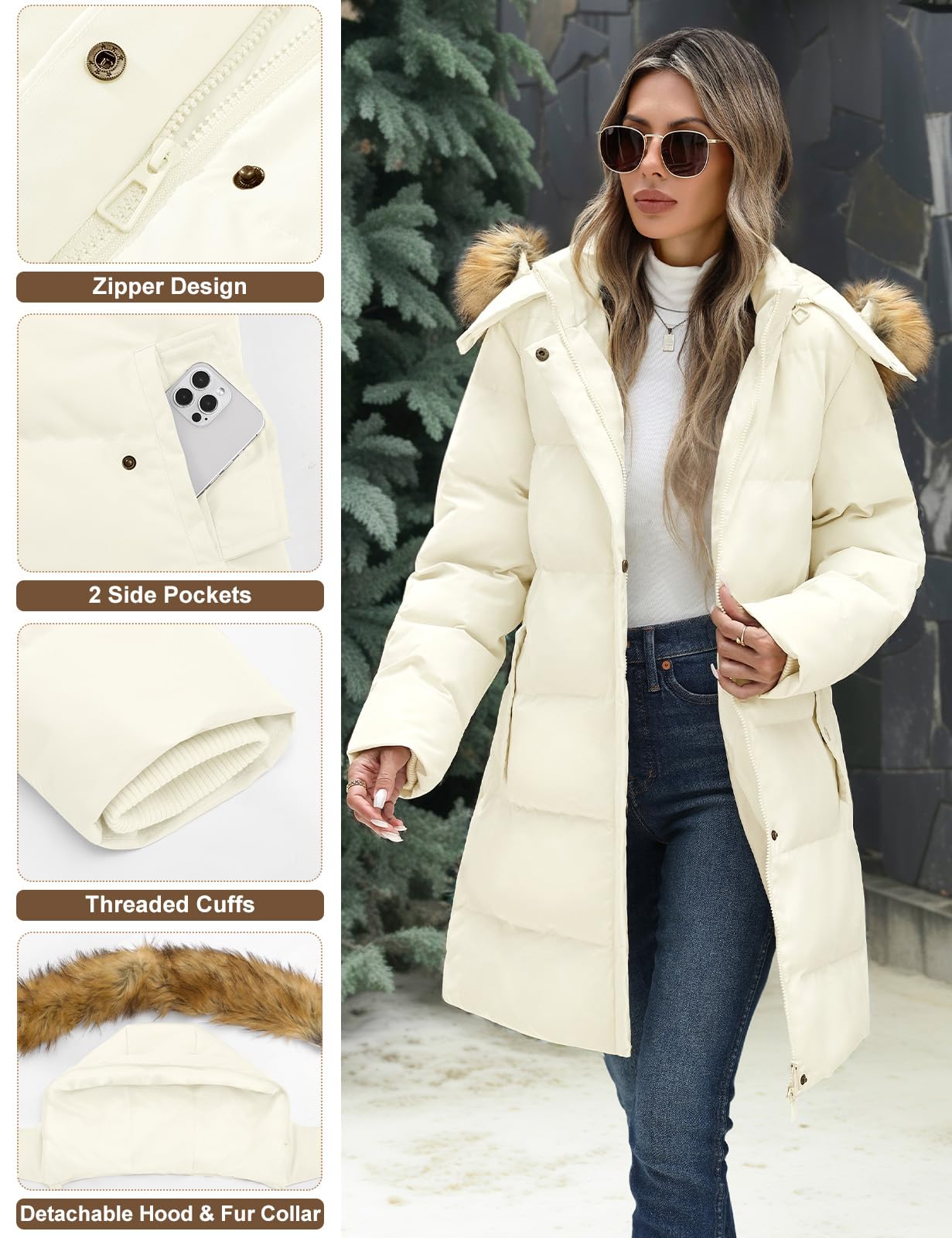 heekpek Cappotto Donna Invernale Lungo Imbottito con Cappuccio