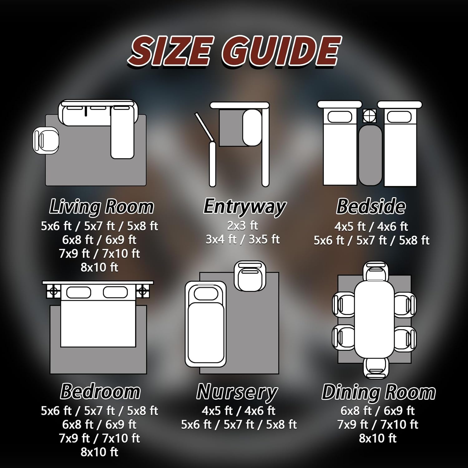 Viking Rug, 2x3 ft, Black, Rectangular, Low Pile, Non Slip, Washable, Rustic, Indoor Area Rug