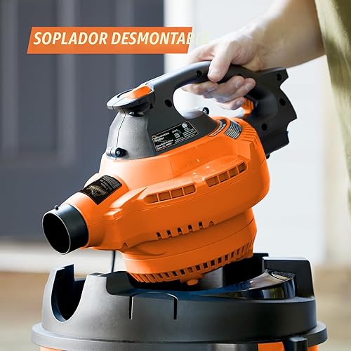 Miniatura 4 de Armor All VBV809 0901 - Aspiradora húmedaseca de 8 galones y 4.5 HP con soplador desmontable, naranja