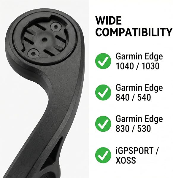 VertexOval Soporte de Bicicleta Frontal Compatible con Garmin Edge 1040 840 530 830 y iGPSPORT, Soporte Manillar Adelantado Ultraligero y Estable con 2 Anillos de Ajuste (34.6mm / 31.8mm) - 2