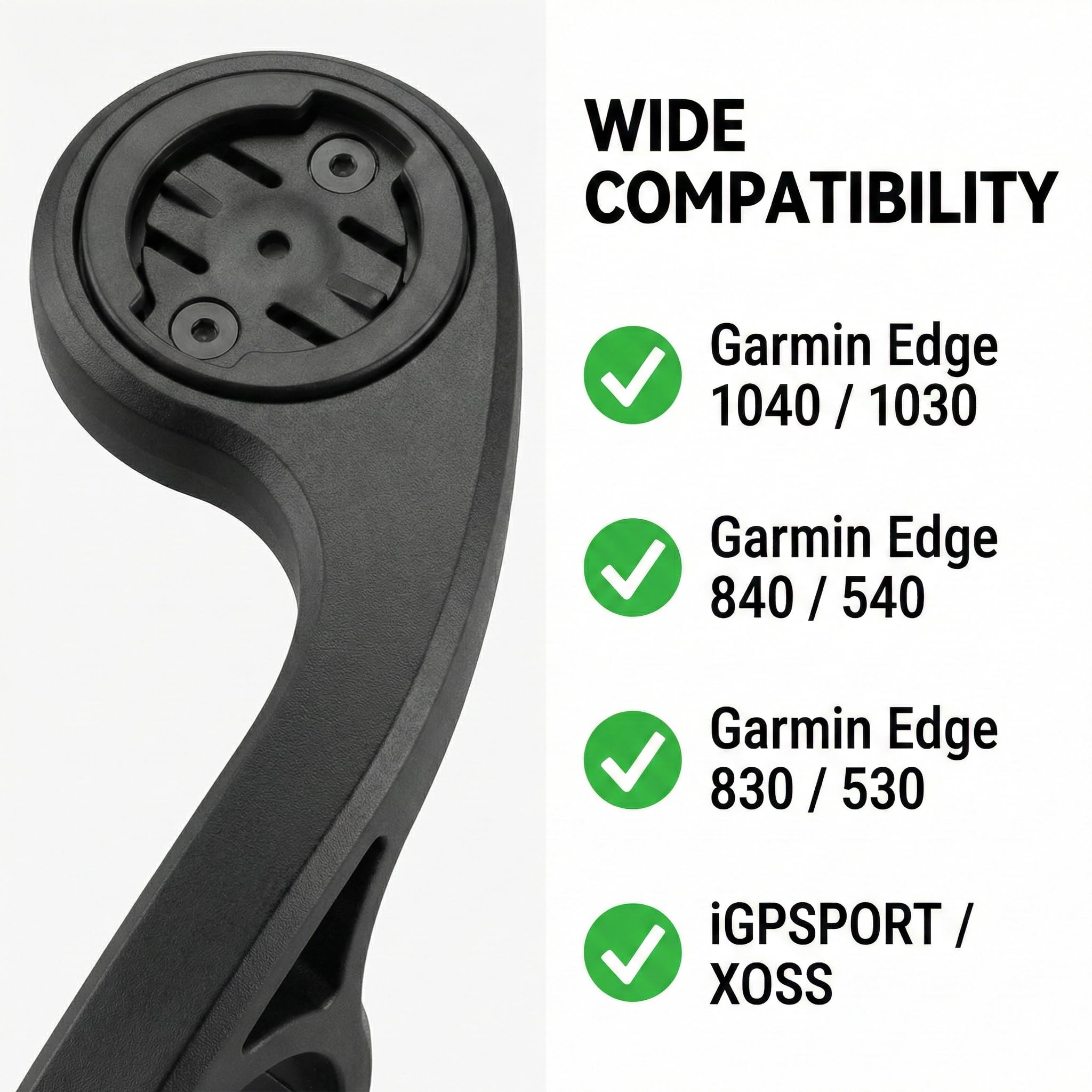 VertexOval Soporte de Bicicleta Frontal Compatible con Garmin Edge 1040 840 530 830 y iGPSPORT, Soporte Manillar Adelantado Ultraligero y Estable con 2 Anillos de Ajuste (34.6mm / 31.8mm) - 2