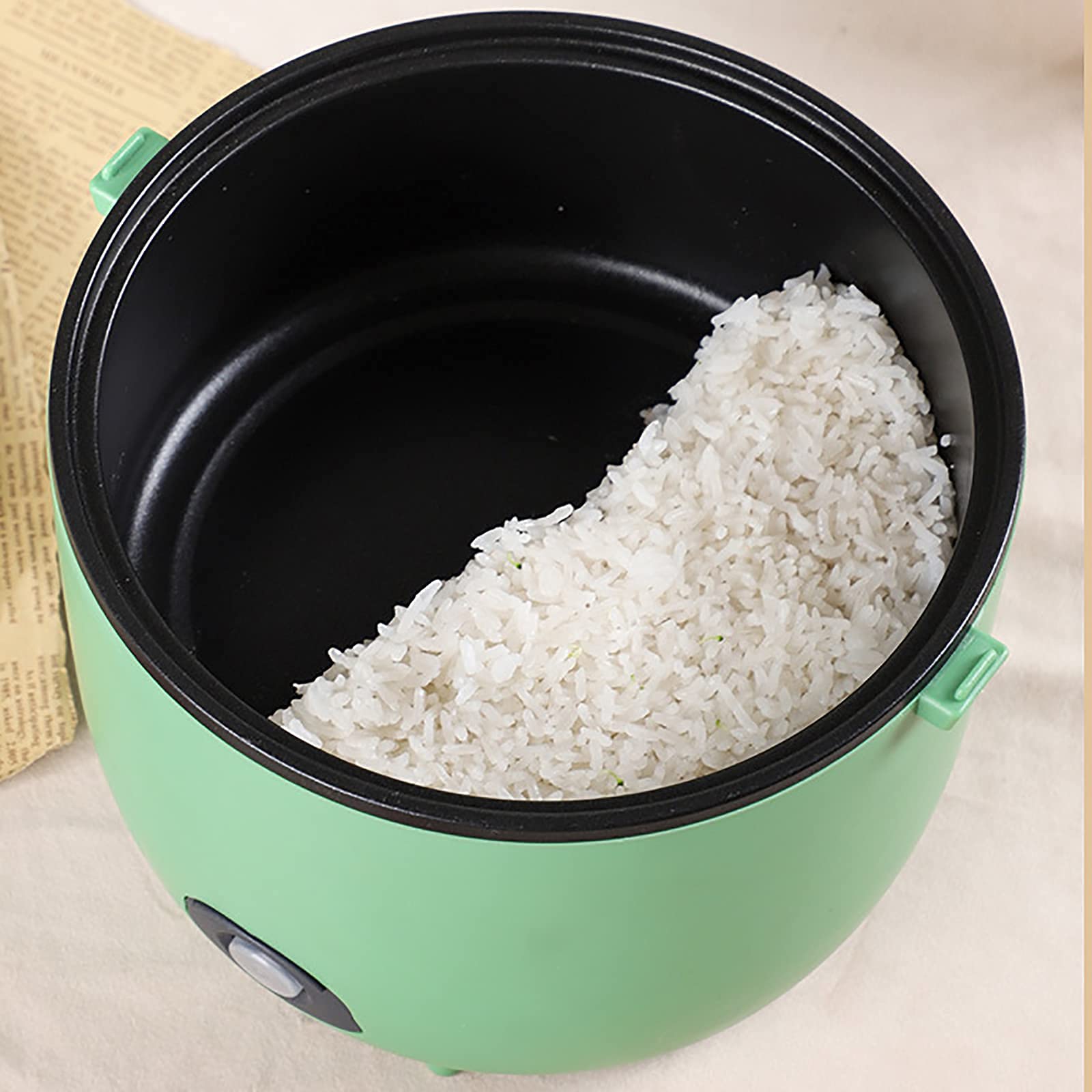 Rijstkoker, mini-rijstkoker 1,8 liter kleine multikoker met verwijderbare rijstpot met antiaanbaklaag en warmhoudfunctie voor 1-3 personen, groen