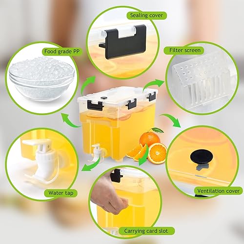 Miniatura 2 de Dispensador de bebidas de 1.5 galones para refrigerador, dispensador de bebidas con grifo. Dispensador de leche, limonada, recipientes de jugo con
