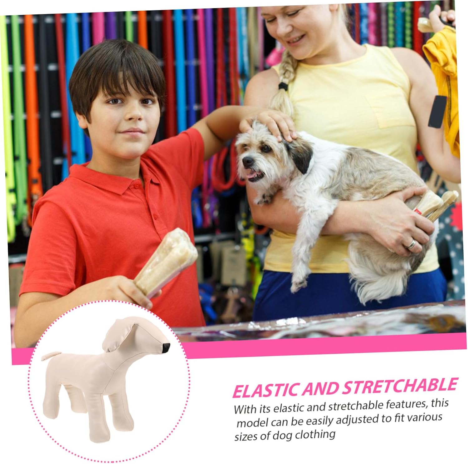 Dog Mannequin Pu Leather Display Model for Pet Apparel Flexible Standing Design for Showcasing Dog Clothing Pet Stores