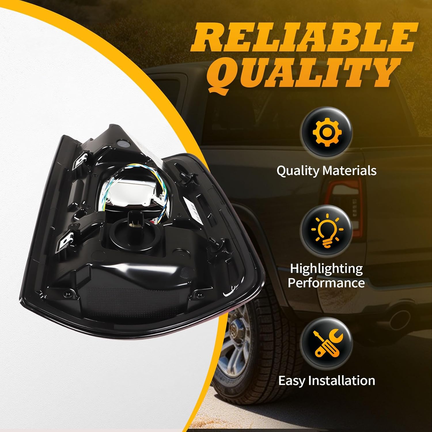 Smoked Left Side Tail Light Assembly w/Blind Spot Compatible with 2019-2023 Ram 2500 3500 Driver Side Black Bezel Rear Tail Lamp 68361723AH CH2800224 (Left)