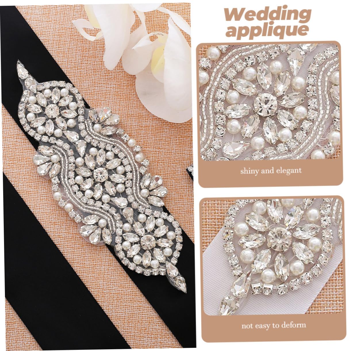VILLCASE 4stücke Rhinestone Perlen Applikation Für Hochzeitskleid Glänzende Strass Patches Für Dekoration Für Brautgürtel Und Accessoires Elegantes Design Für Kreative Projekte