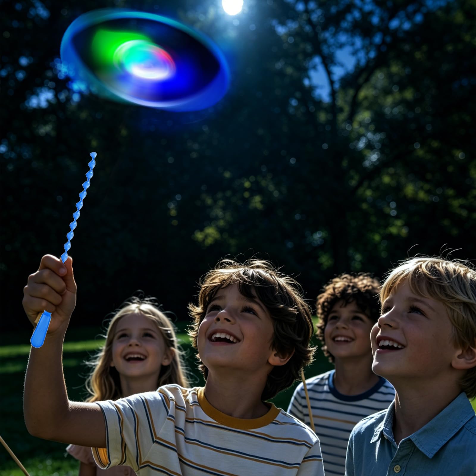 LUKIUP 24 Volant Lumineux Ensemble, LED Lumineux Helicoptere, Disque Volant Cadeau pour Fête D'anniversaire Volant Extérieur Interactif