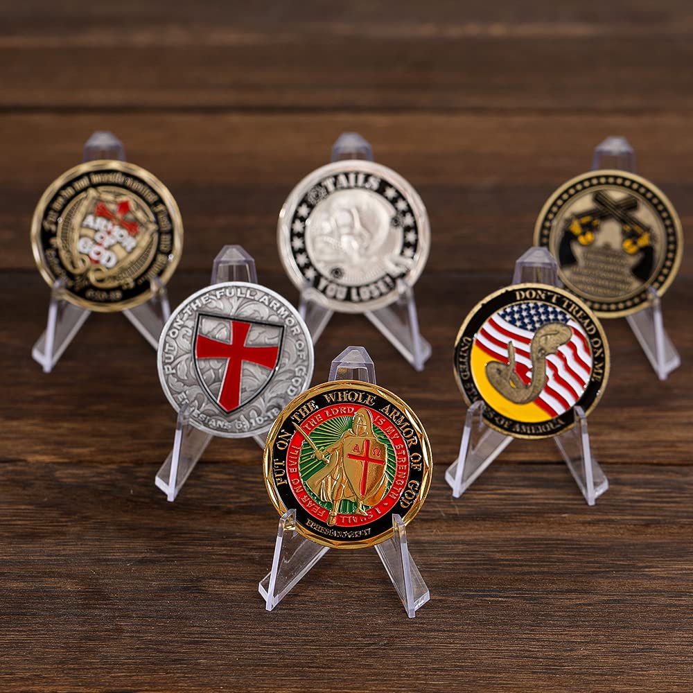 Espositore Monete Cavalletto Acrilico Supporto - 20 Pezzi Mini Espositori per Monete da Tavolo - Cavalletti di Plastica Trasparente per Carte | Medaglie | Pokemon | Orologio da Tasca | Minerali | PSA