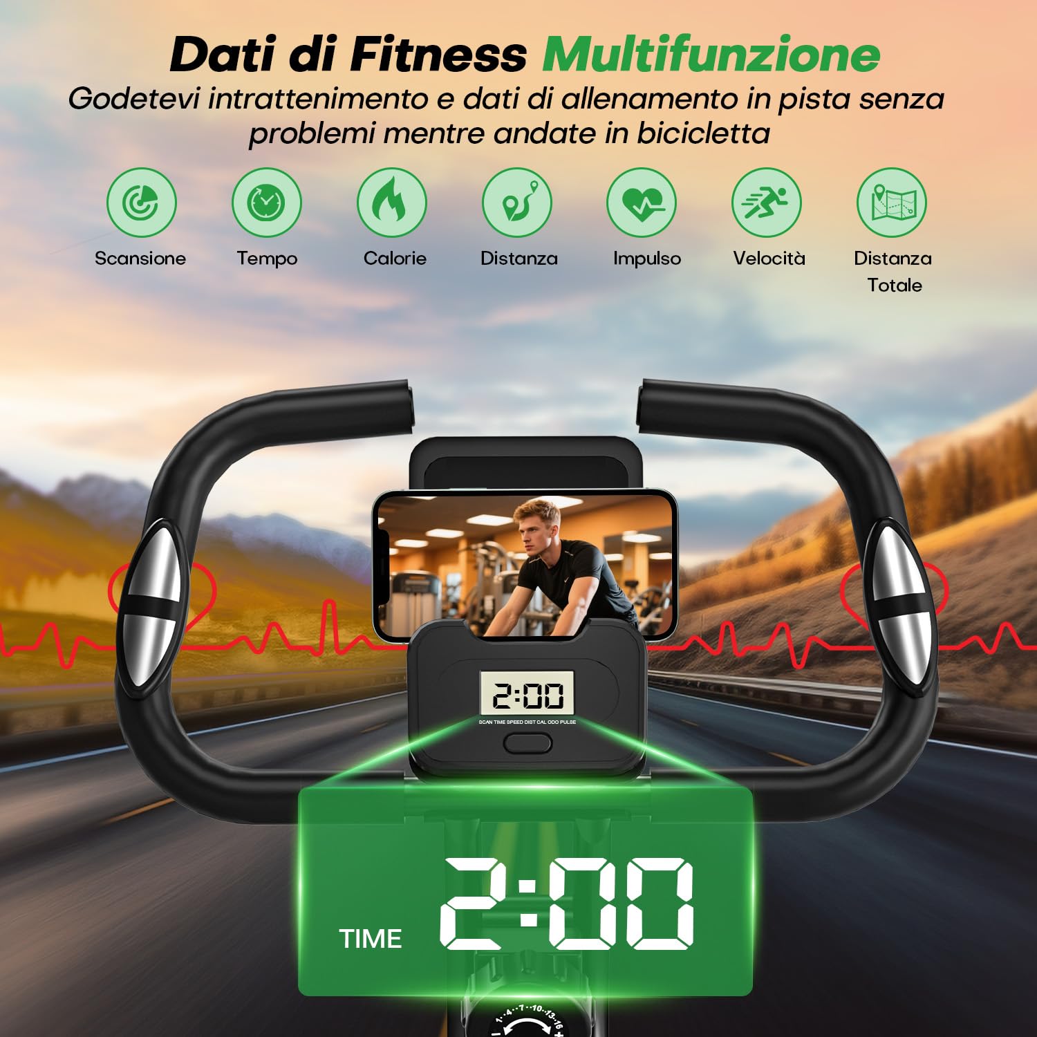 VANNECT Cyclette Pieghevole, Cyclette da Casa con 16 Livelli di Resistenza, Monitor LCD con Misuratore Frequenza Cardiaca, Ergometro Pieghevole con Sedile di Comfort per Casa e Ufficio 150/160KG