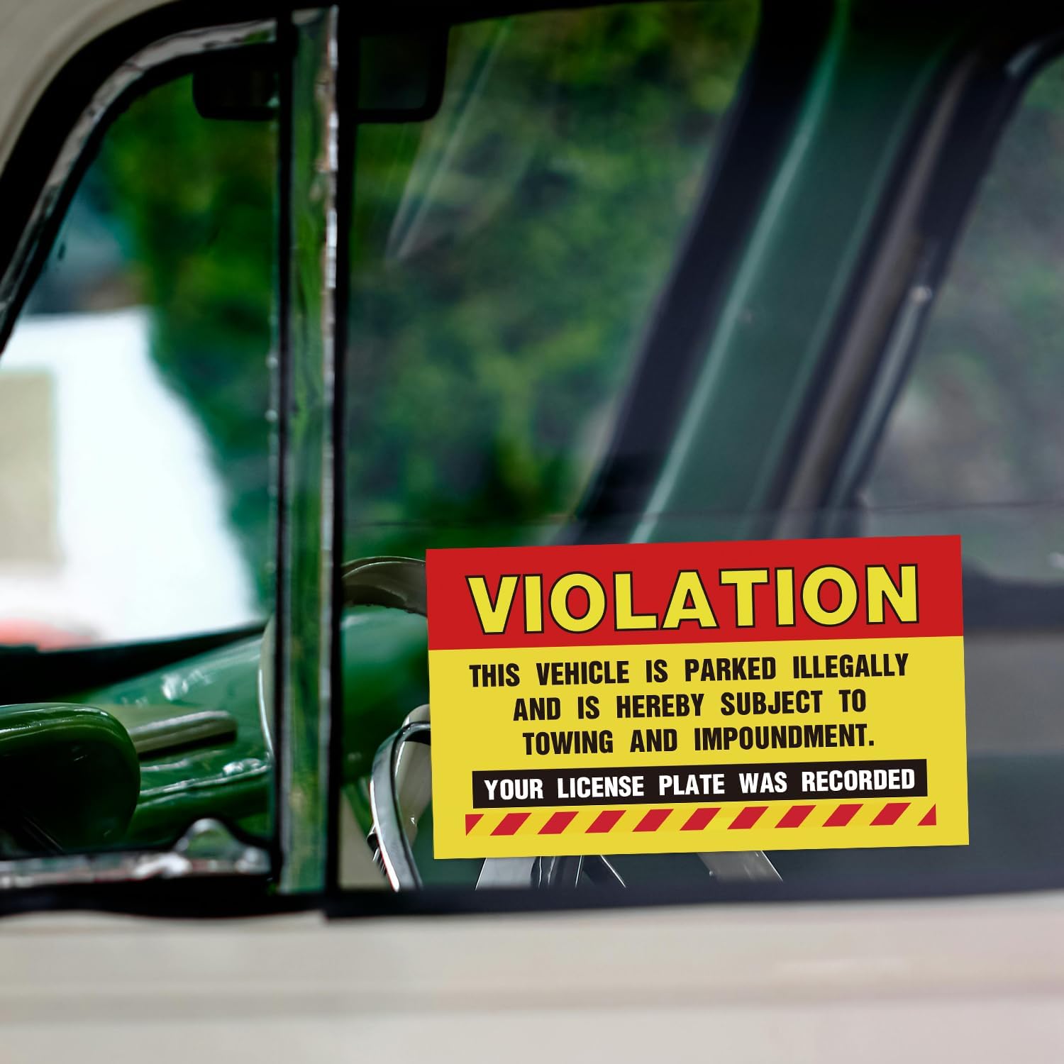 50 Parking Violation Stickers, Violation - Vehicle Illegally Parked, Your License Plate was Recorded, Violation Warning Notice - Large Size 5 X 9 inches.