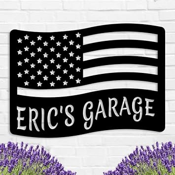Riaeelvs Rustic American Flag Personalized Patriotic Metal Signs,Custom Workshop Sign,Personalized Gifts,Garage Sign,Fourth of July Decor,Gifts For Him