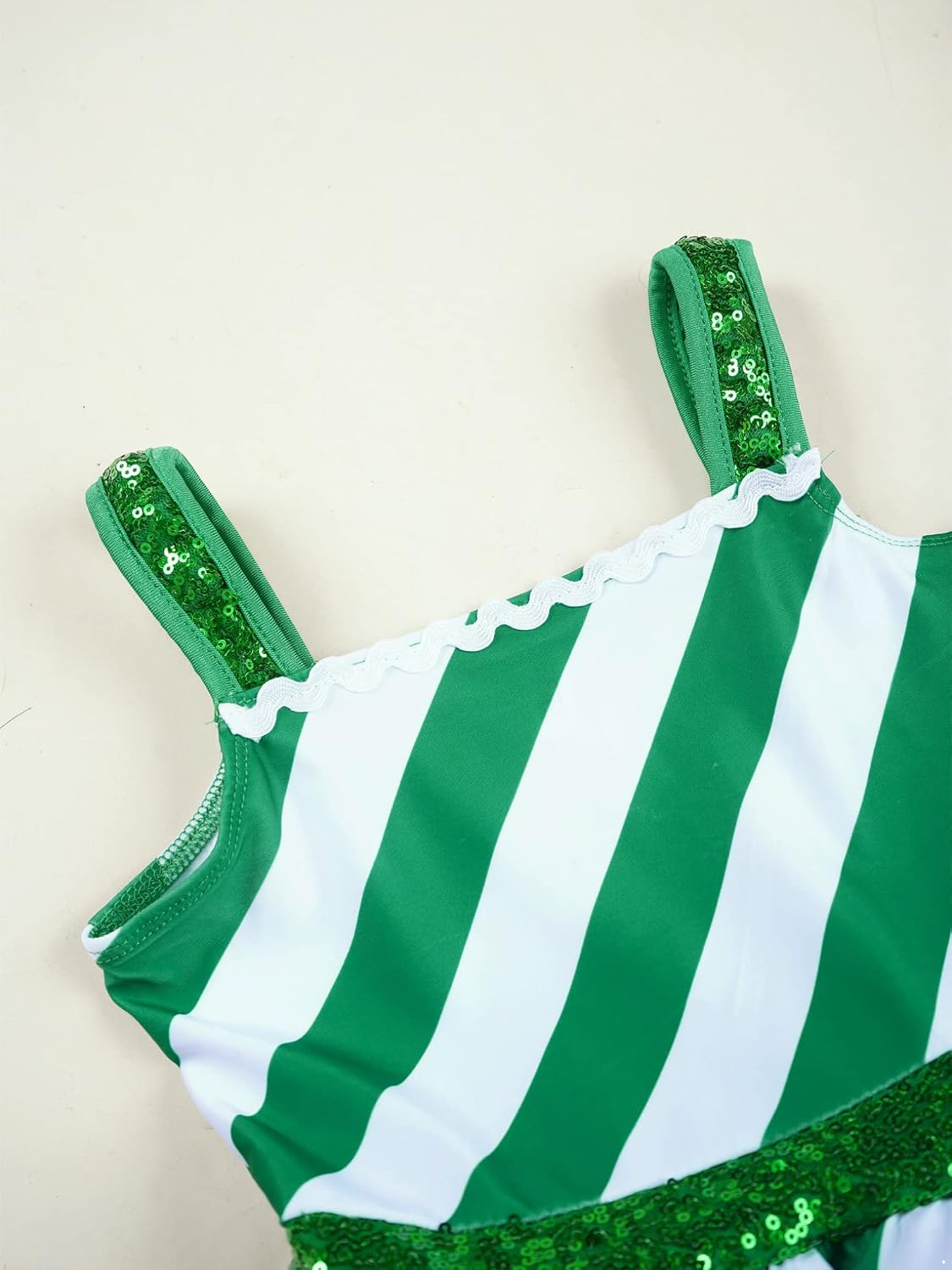 ACSUSS Christmas Party Dress Kids Girls Sequins Striped Suspender Dress Ballet Dance Costume